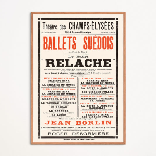 Affiche : Relâche, Ballet d'Erik Satie et Francis Picabia