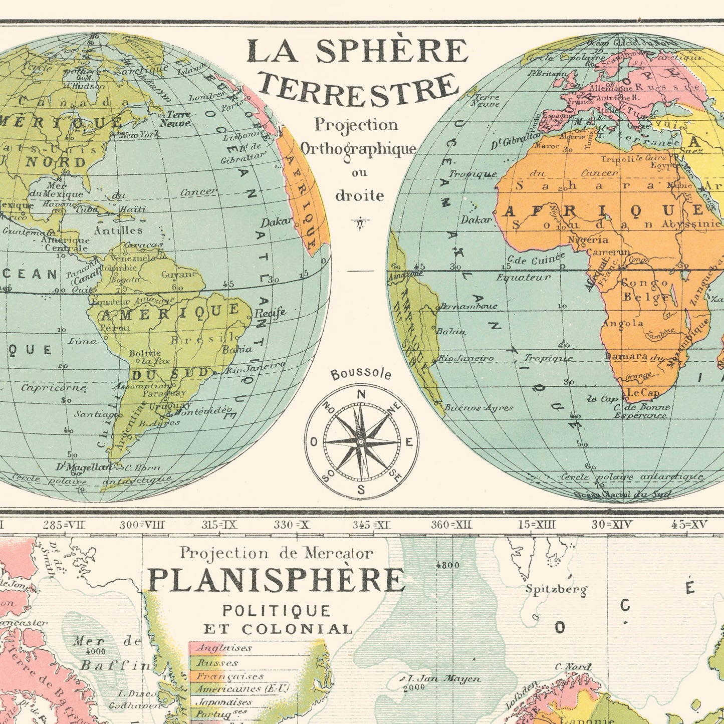 Affiche : Carte - La Sphère Terrestre